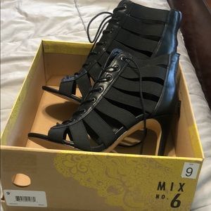 Mix #6 black strap heels